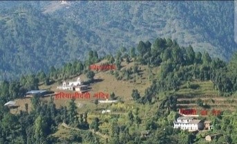 Mountains and green hills and trees in the Pauri Garwhal, HaryaliSain in India