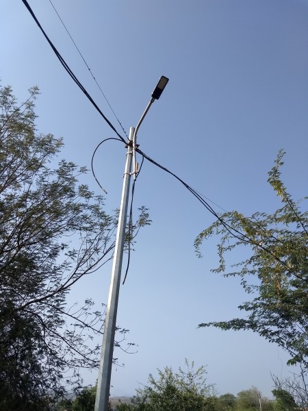 Streetlight connected to power source in Tuvar Village